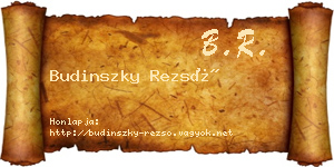 Budinszky Rezső névjegykártya